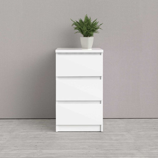 Kommode NAIA Anrichte Sideboard Nachtkästchen für Boxspring Weiß Hochglanz - Froschkönig24