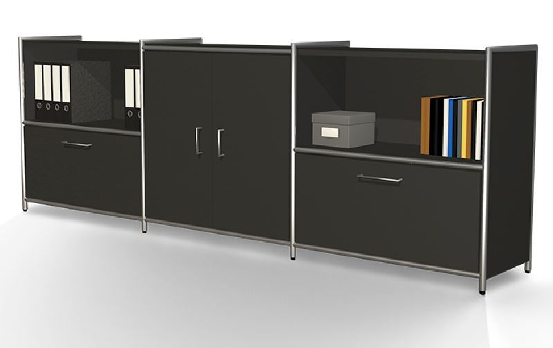 ARTLINE Sideboard Aktenschrank 2OH Büroschrank Anthrazit - Froschkönig24