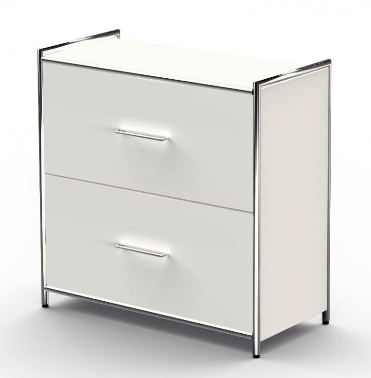 12246 ARTLINE Sideboard Aktenschrank 2OH Büroschrank Weiß - Froschkönig24