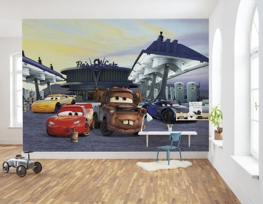 Papier Fototapete - Cars3 Station - Größe 368 x 254 cm