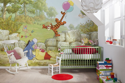 Papier Fototapete - Winnie Pooh Ballooning - Größe 368 x 254 cm