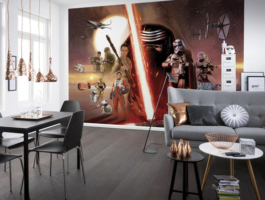 Papier Fototapete - STAR WARS EP7 Collage - Größe 368 x 254 cm