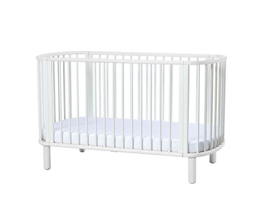 Baby Mitwachsendes Babybett 140x70 cm oval Massivholz Weiß