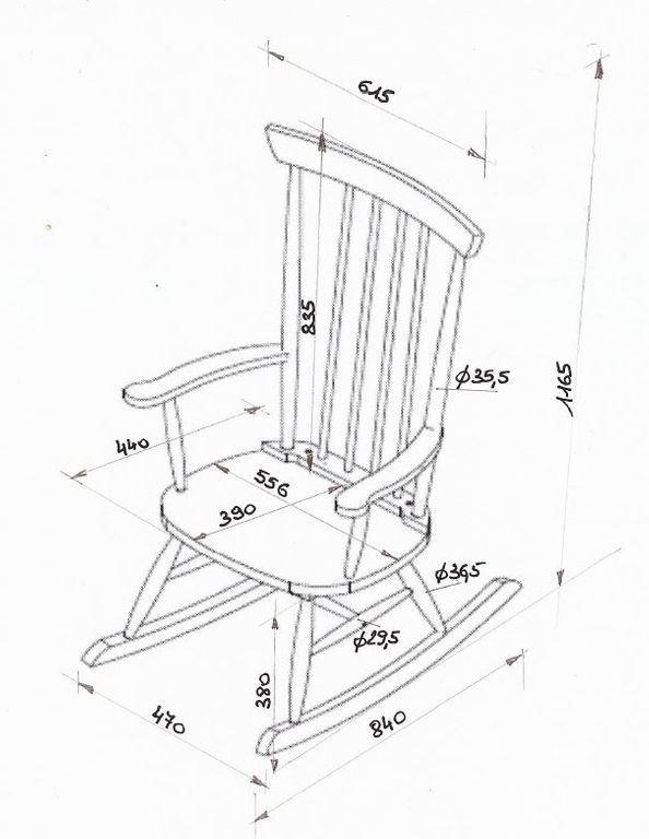 Rocking Chair Schaukelstuhl Grau