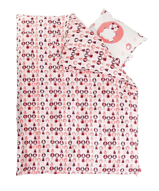 Baby Bettwäsche-Set 140x100 cm Creme / Rot / Rosa