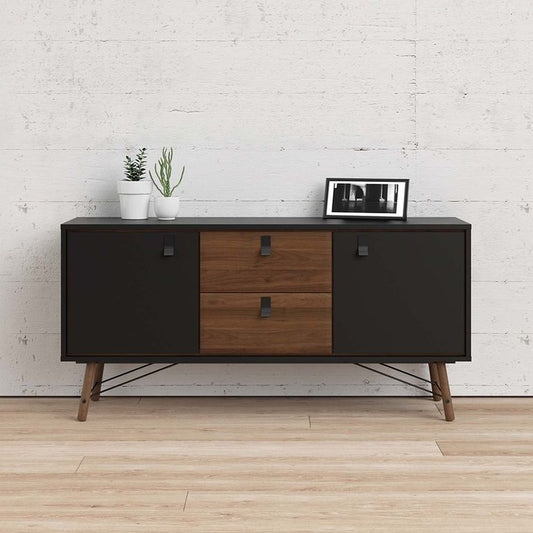 Ry Sideboard Schwarz matt / Walnuss