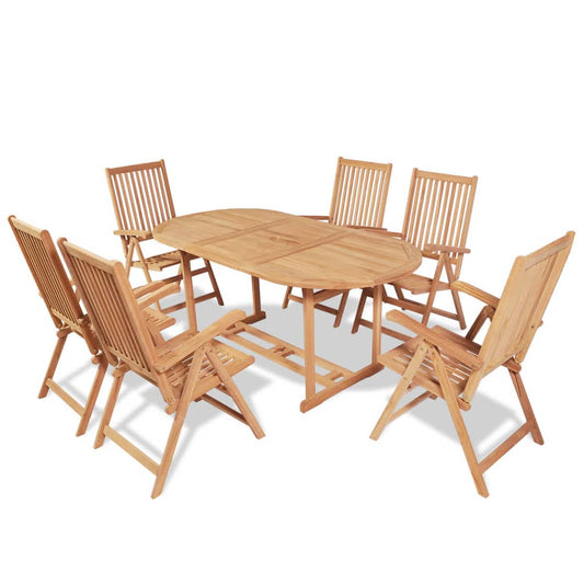 7-tlg. Garten-Essgruppe mit Klappstühlen Massivholz Teak 108432