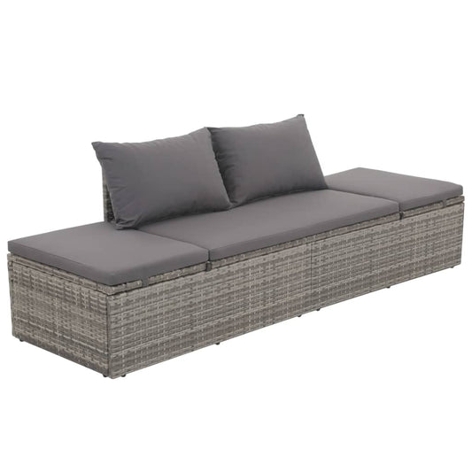 Gartenbett Grau 195x60 cm Poly Rattan 120369