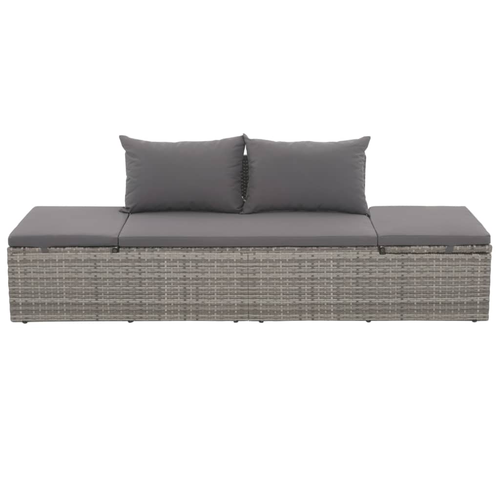 Gartenbett Grau 195x60 cm Poly Rattan 120369