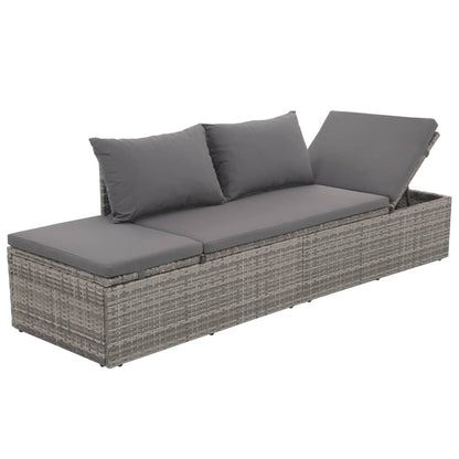 Gartenbett Grau 195x60 cm Poly Rattan 120369