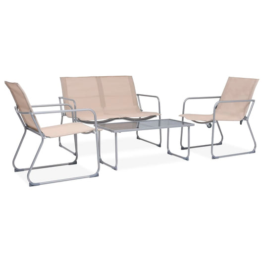 4-tlg. Garten-Lounge-Set Stoff und Stahl Creme 110860