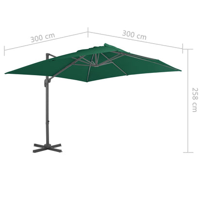 Ampelschirm mit Aluminium-Mast Grün 300x300 cm 129390