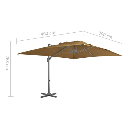 Ampelschirm mit Aluminium-Mast Taupe 400 x 300 cm 133355