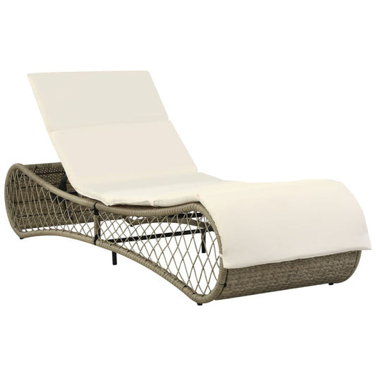 Sonnenliege mit Auflage Poly Rattan Grau 110866