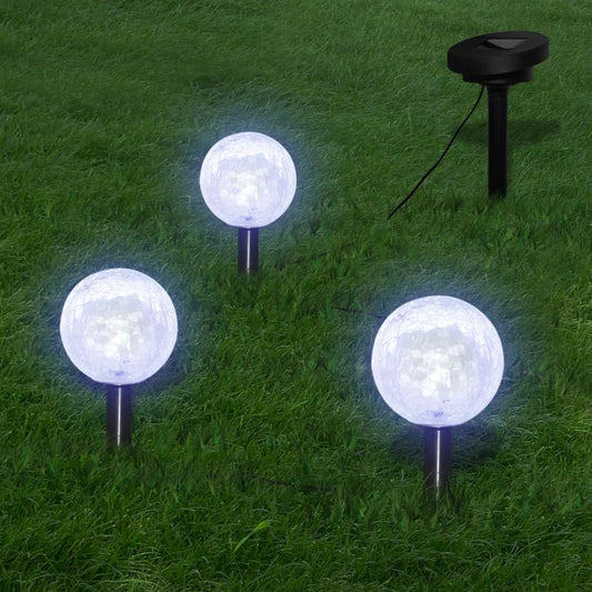 Solarkugel 3 LED Gartenleuchten mit Erdspießen & Solarmodul 139033