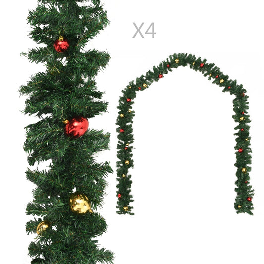 Weihnachtsgirlanden 4 Stk. mit Kugeln Grün 270 cm PVC 127481