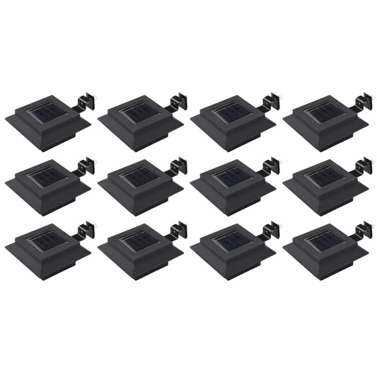 Solar-Außenleuchten 12 Stk. LED Quadratisch 12 cm Schwarz 136444