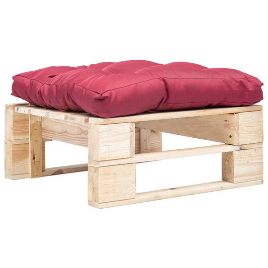 Garten-Palettenhocker mit Rotem Kissen Holz Natur 100035