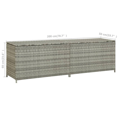 Gartenbox Poly Rattan 200x50x60 cm Grau 118616