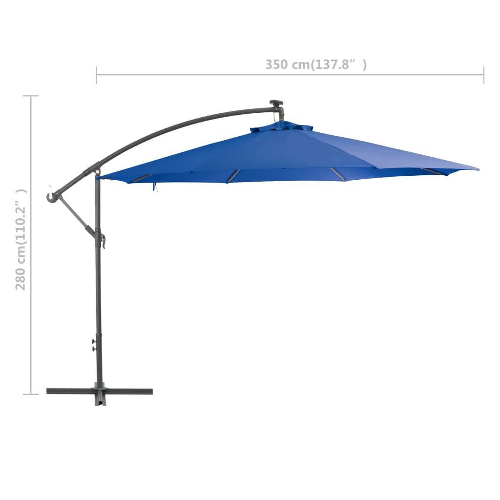 Ampelschirm mit Alu-Mast 350 cm Blau 129475