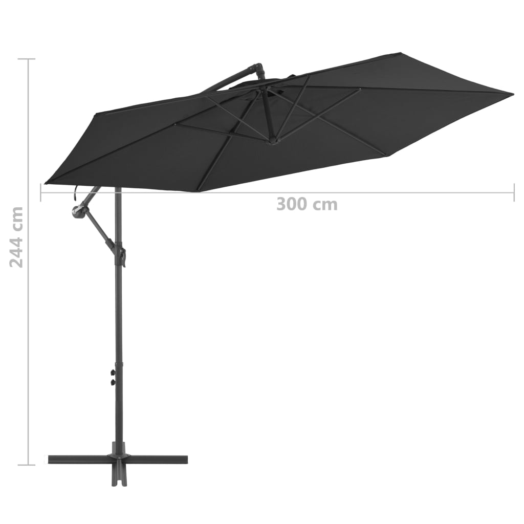 Ampelschirm mit Alu-Mast 300 cm Schwarz 134768