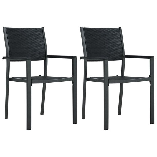 Gartenstühle 2 Stk. Schwarz Kunststoff Rattan-Optik 96749