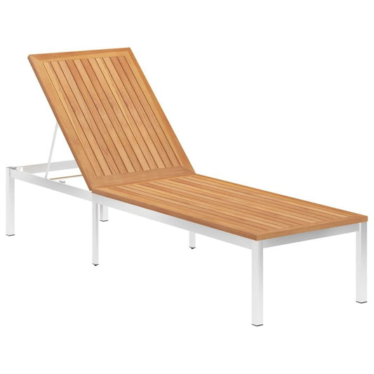 Sonnenliege Massivholz Teak und Edelstahl 96137