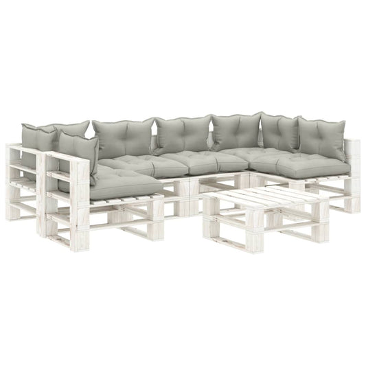 7-tlg. Garten-Lounge-Set Paletten mit Taupe-Kissen Holz 110290