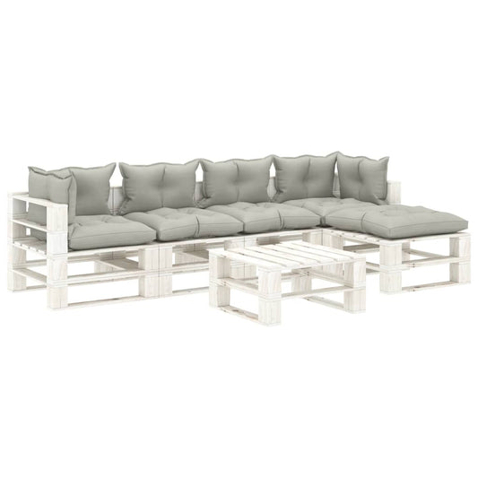 6-tlg. Garten-Lounge-Set Paletten mit Taupe-Kissen Holz 105213