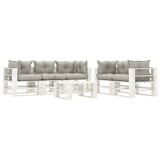 6-tlg. Garten-Lounge-Set Paletten mit Taupe-Kissen Holz 105003