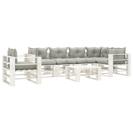 7-tlg. Garten-Lounge-Set Paletten mit Taupe-Kissen Holz 104291