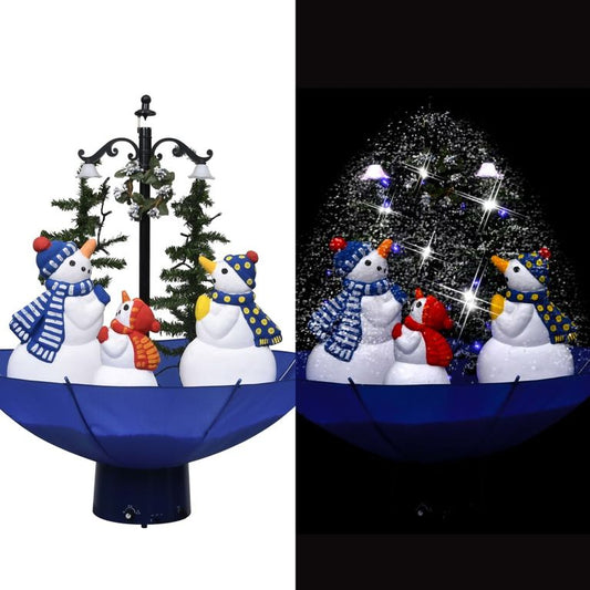 Weihnachtsbaum mit Schnee und Schirm-Fuß Blau 75 cm PVC 128730