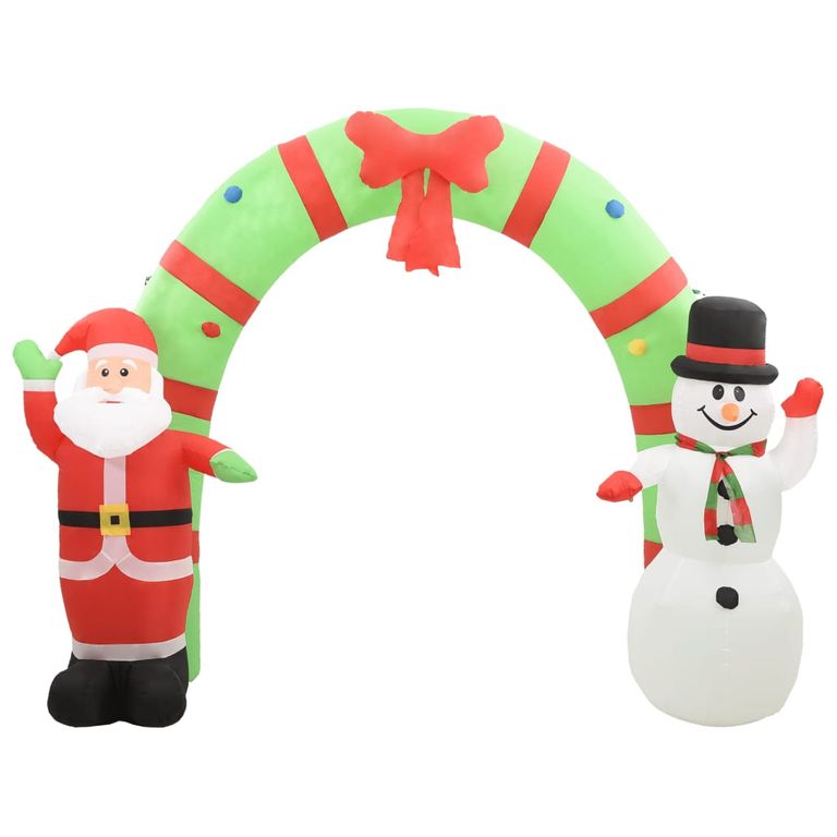 Aufblasbarer Weihnachtsmann und Schneemann Deko Bogen LED 223cm 87083