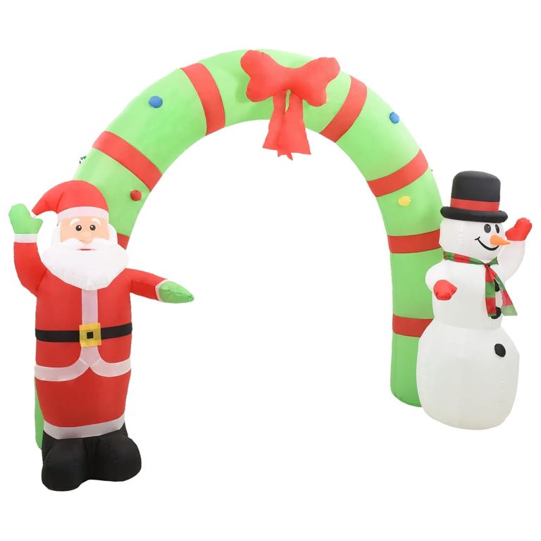 Aufblasbarer Weihnachtsmann und Schneemann Deko Bogen LED 223cm 87083