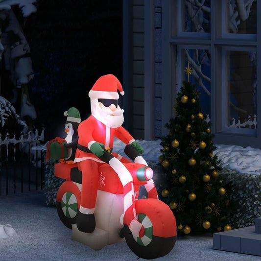 Aufblasbarer Weihnachtsmann auf Motorrad LED IP44 160 cm 87065