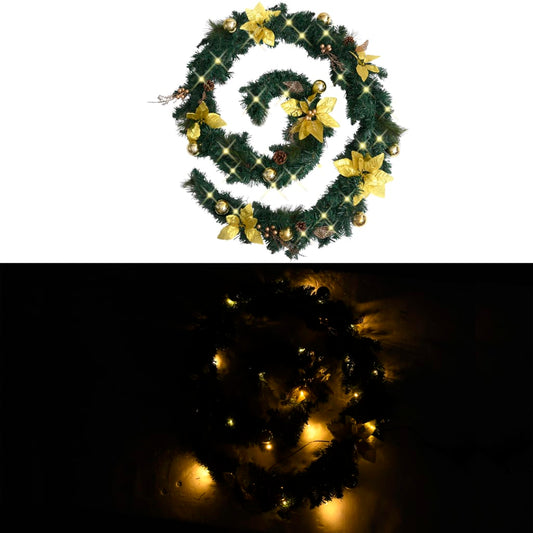 Weihnachtsgirlande mit LED-Lichtern Grün 2,7 m PVC 127666