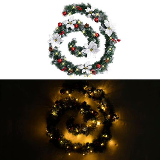 Weihnachtsgirlande mit LED-Lichtern Grün 2,7 m PVC 127775