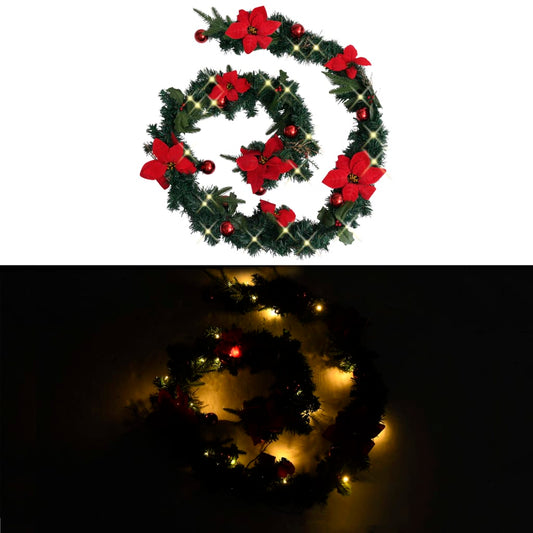 Weihnachtsgirlande mit LED-Lichtern Grün 2,7 m PVC 88883