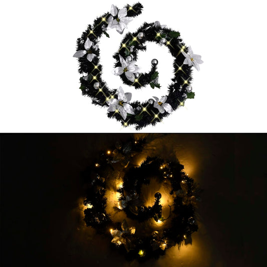 Weihnachtsgirlande mit LED-Lichtern Schwarz 2,7 m PVC 127780