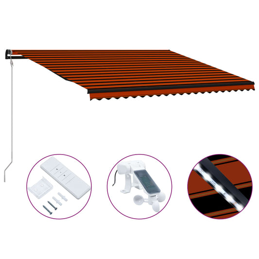 Einziehbare Markise mit Windsensor & LED 500x300cm Orange Braun 129917