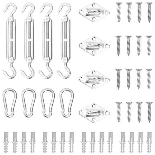 12-tlg. Sonnensegel Zubehör-Set Edelstahl 124388