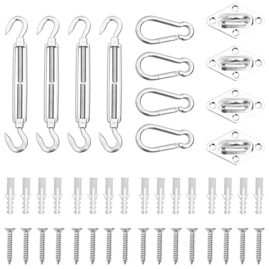 12-tlg. Sonnensegel Zubehör-Set Edelstahl 124164