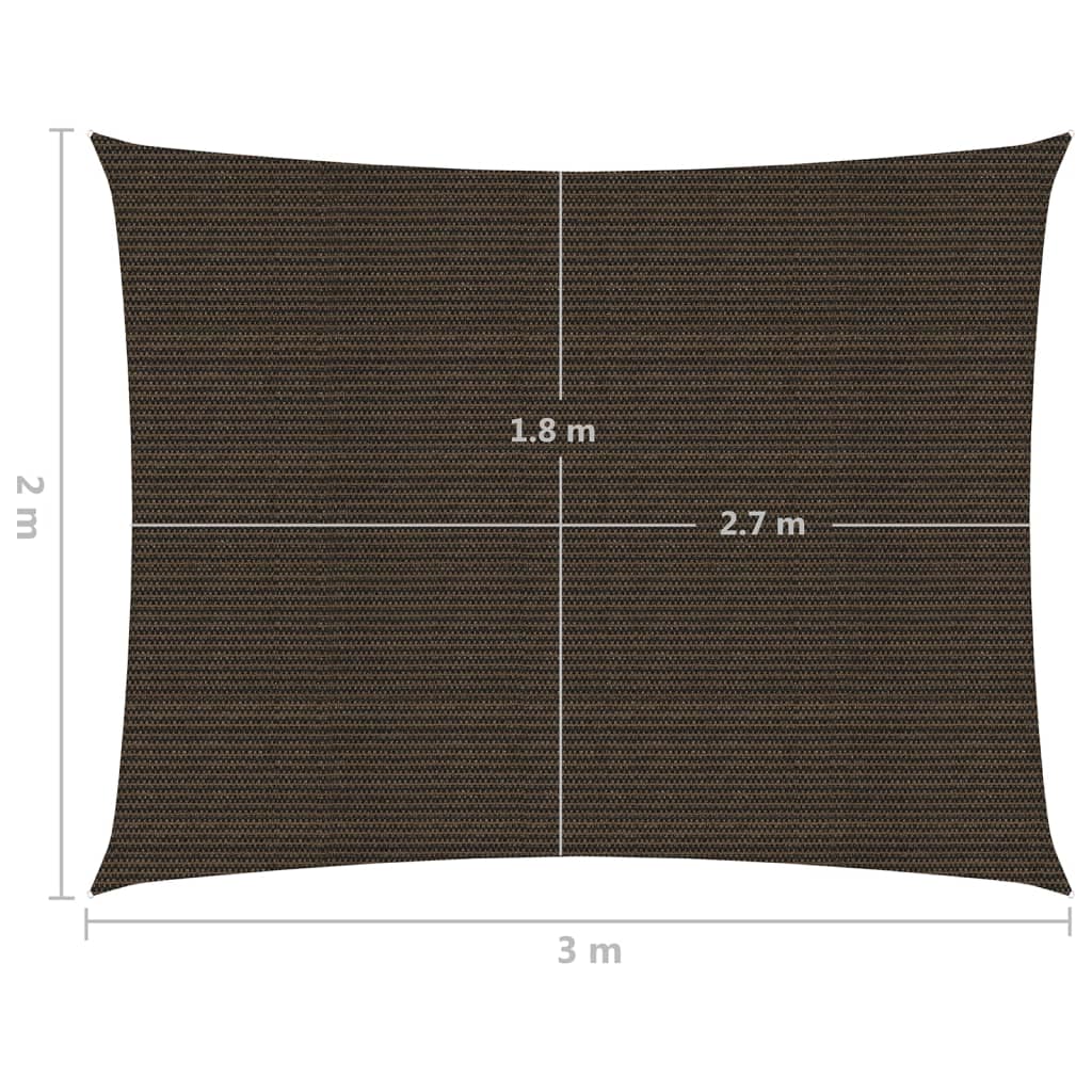 Sonnensegel 160 g/m² Braun 2x3 m HDPE 138187