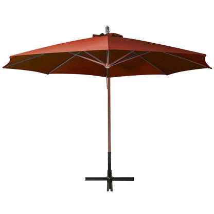 Ampelschirm mit Mast Terracotta-Rot 3,5x2,9 m Massivholz Tanne 129379