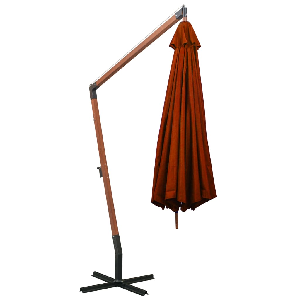 Ampelschirm mit Mast Terracotta-Rot 3,5x2,9 m Massivholz Tanne 129379