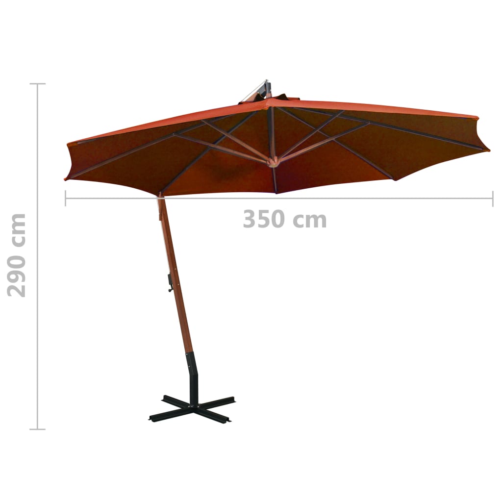 Ampelschirm mit Mast Terracotta-Rot 3,5x2,9 m Massivholz Tanne 129379