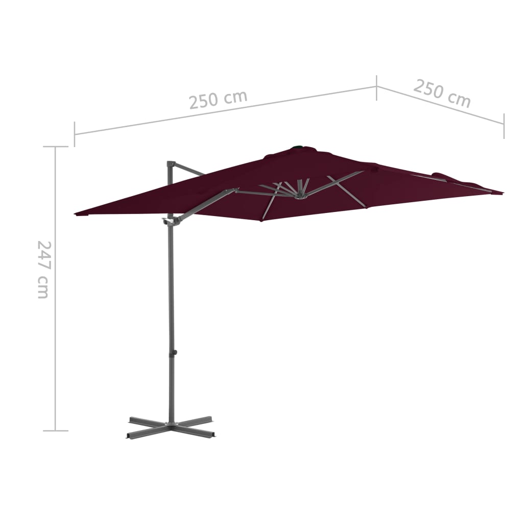 Ampelschirm mit Stahlmast Bordeauxrot 250x250 cm 134057