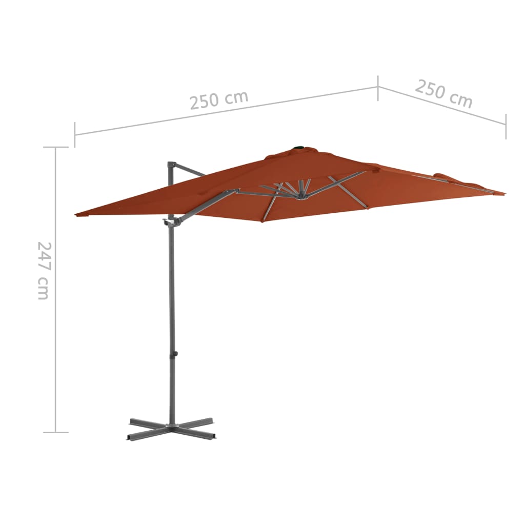 Ampelschirm mit Stahlmast Terrakotta-Rot 250x250 cm 124307