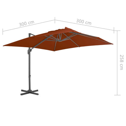 Ampelschirm mit Aluminium-Mast Terrakotta-Rot 300x300 cm 129598