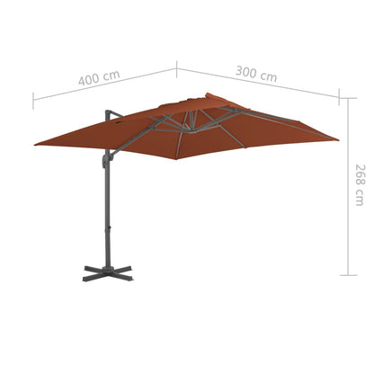 Ampelschirm mit Aluminium-Mast Terrakotta-Rot 400x300 cm 128318